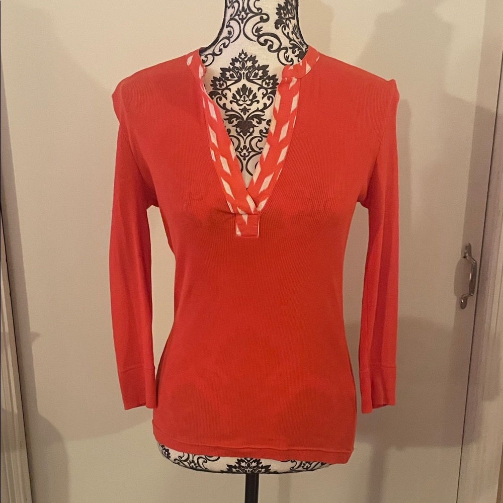 Tory Burch Pink and White Patterned Top